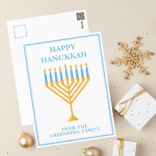 Lycklig Hanukkah Menorah Cute Personlig Vykort