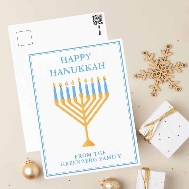 Lycklig Hanukkah Menorah Cute Personlig Vykort (Skapare uppladdad)