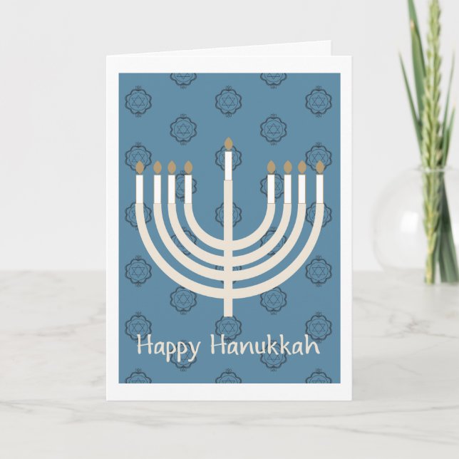 Lycklig Hanukkah Menorah/David mönster 2:s stjärna Helgkort (Framsida)