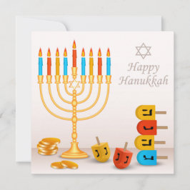 Lycklig Hanukkah Menorah Dreidel Guld Mynt