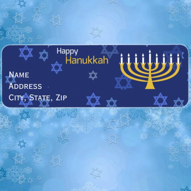 Lycklig Hanukkah Menorah-etikett Returadress Etikett (Skapare uppladdad)