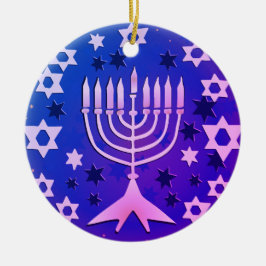 Lycklig Hanukkah Menorah Flat Julgransprydnad Keramik