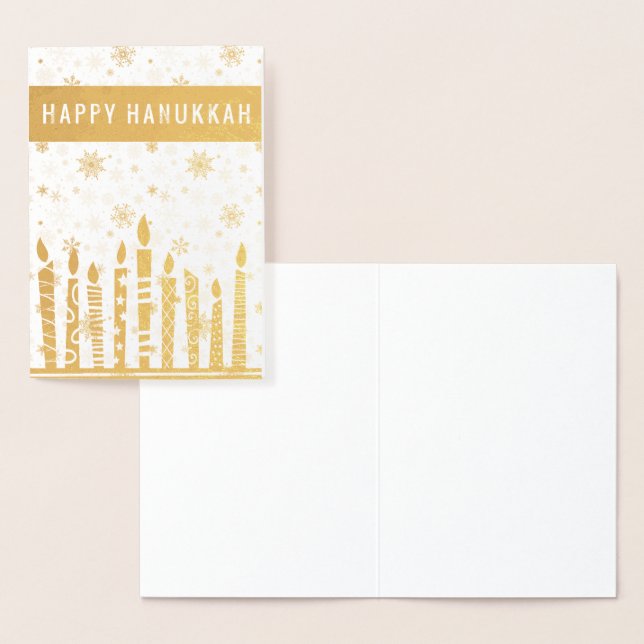 Lycklig Hanukkah Menorah Folierat Kort (Display)