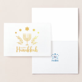 Lycklig Hanukkah Menorah Folierat Kort