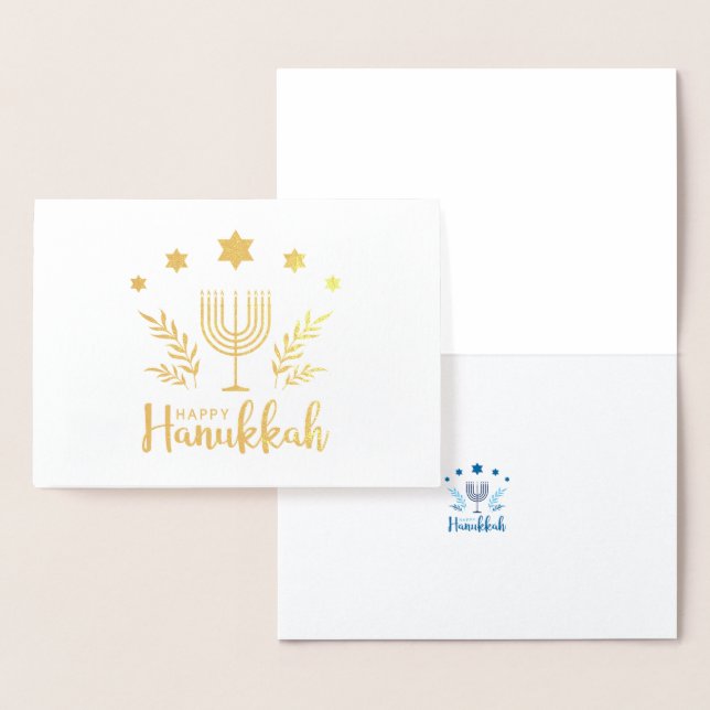 Lycklig Hanukkah Menorah Folierat Kort (Display)