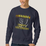 Lycklig Hanukkah Menorah Grått Lång Ärmad Tröja<br><div class="desc">Lycklig Hanukkah Menorah Grått</div>