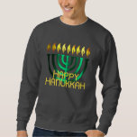 Lycklig Hanukkah Menorah Grönt Lång Ärmad Tröja<br><div class="desc">Lycklig Hanukkah Menorah Grönt</div>
