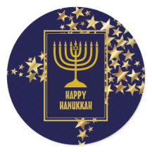 LYCKLIG HANUKKAH | Menorah | Guld Stars | NAVY BLU