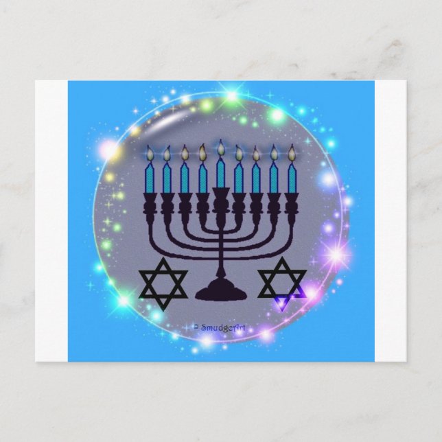 Lycklig Hanukkah / Menorah Helg Vykort (Framsida)