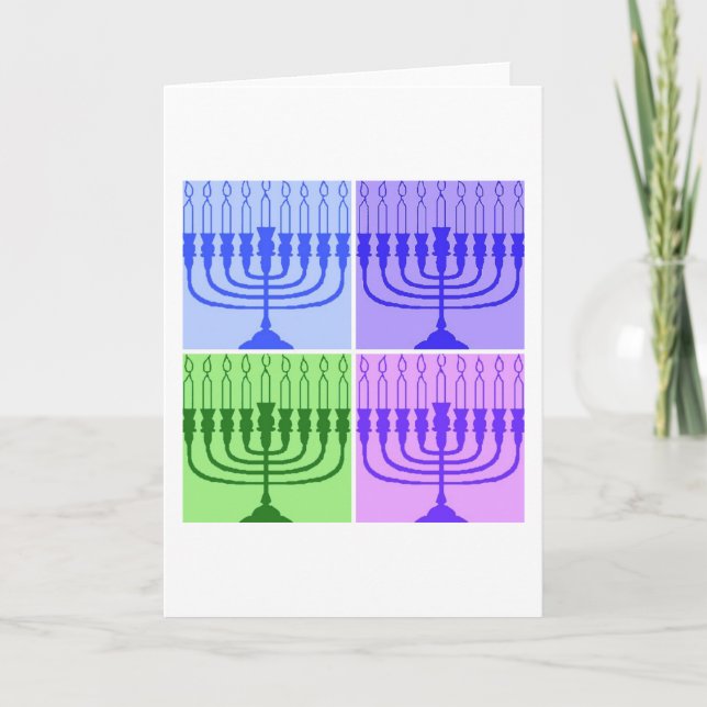 Lycklig Hanukkah Menorah Helgkort (Framsida)