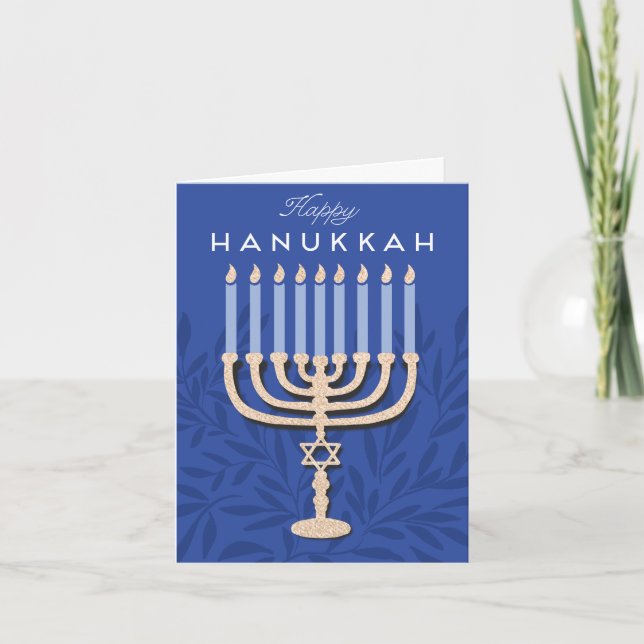 Lycklig Hanukkah Menorah Helgkort (Framsida)