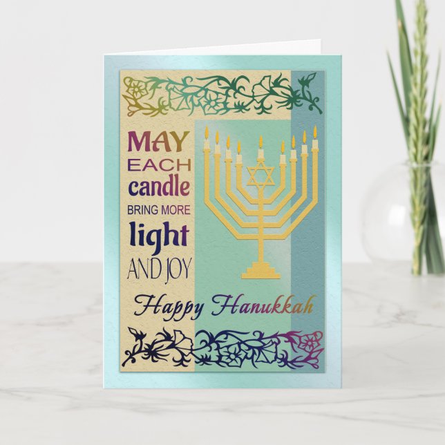 Lycklig Hanukkah Menorah Jewish Helgkort (Framsida)