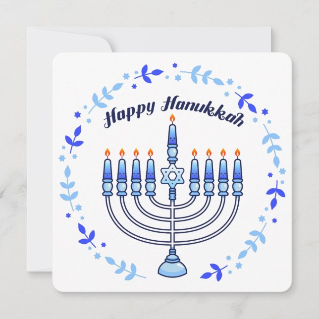 Lycklig Hanukkah Menorah Jewish Jew Cute Candles Julkort (Framsida)