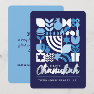 Lycklig Hanukkah Menorah Jewish Stars Dreidel Holi Julkort