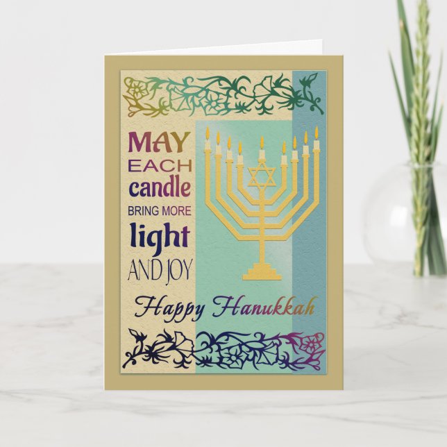Lycklig Hanukkah Menorah-jude Helgdag-kort Helgkort (Framsida)