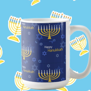 Lycklig Hanukkah Menorah Kaffemugg