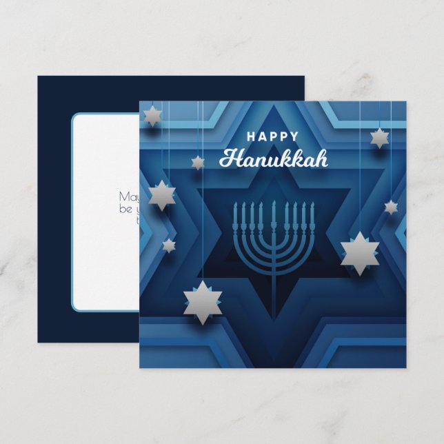 Lycklig Hanukkah Menorah-kort (Fram/baksida)