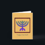 Lycklig Hanukkah Menorah-kort Helgkort<br><div class="desc">En chic färglös Menorah inuti ett rött ram mot bakgrund av mörkens gult. Perfekt att skicka till familj och vänner.</div>
