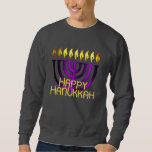 Lycklig Hanukkah Menorah Lila Lång Ärmad Tröja<br><div class="desc">Lycklig Hanukkah Menorah Lila</div>