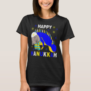 Lycklig Hanukkah Menorah Manatee Wearing Jewish Ha T Shirt