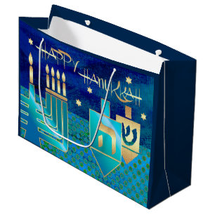 Lycklig Hanukkah.Menorah och Dreidels Gift Bags