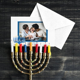 Lycklig Hanukkah Menorah och Photo Julkort