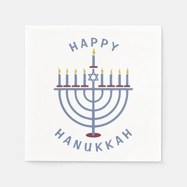 Lycklig Hanukkah Menorah Party Papper Pappersservett (Framsidan)