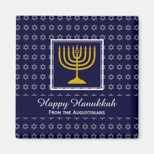 LYCKLIG HANUKKAH Menorah Personlig Blue Fridge Magnet