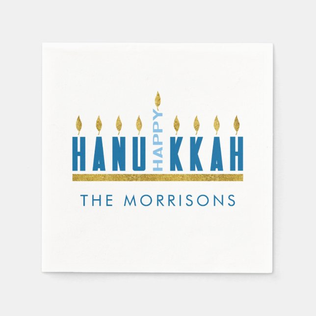 Lycklig Hanukkah | Menorah Personlig Pappersservett (Framsidan)