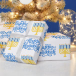 Lycklig Hanukkah Menorah Presentpapper<br><div class="desc">Lycklig Hanukkah Menorah Wrapping Papper</div>