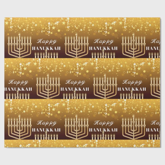 Lycklig Hanukkah Menorah Presentpapper (Platt)
