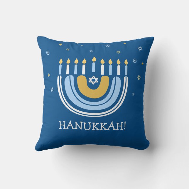 Lycklig Hanukkah Menorah Rainbow Dekorativ kudde (Baksida)
