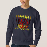 Lycklig Hanukkah Menorah Red Lång Ärmad Tröja<br><div class="desc">Lycklig Hanukkah Menorah Red</div>