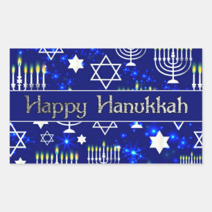Lycklig Hanukkah Menorah Rektangulärt Klistermärke
