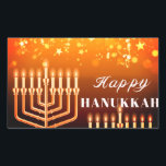 Lycklig Hanukkah Menorah Square Sticker Rektangulärt Klistermärke<br><div class="desc">. - Vi firar åtta dagar och åtta nätter på festivalen i Ljus med Hanukkah-kort och -gåvor. Ljus festival är här. Ljusa menoran,  spela med drömmaren och festen på latkes och sufganiyots. Fira Hanukkahs anda med vänner,  familj och nära och kära genom att önska dem Lycklig Hanukkah.</div>
