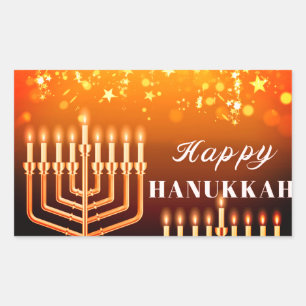 Lycklig Hanukkah Menorah Square Sticker Rektangulärt Klistermärke