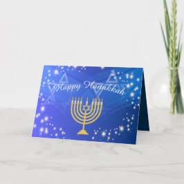Lycklig Hanukkah Menorah Stars Anpassade Card Tack Kort