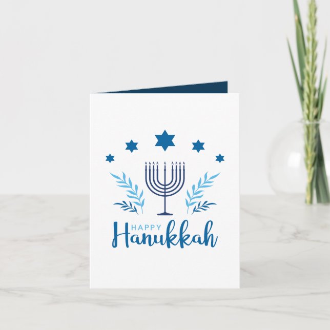 Lycklig Hanukkah Menorah Stars Anpassade Card Tack Kort (Framsida)