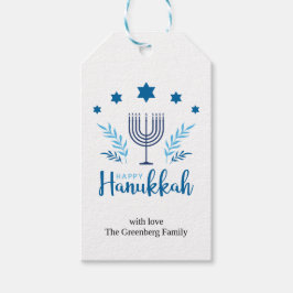 Lycklig Hanukkah Menorah Stars Festive Presentetikett