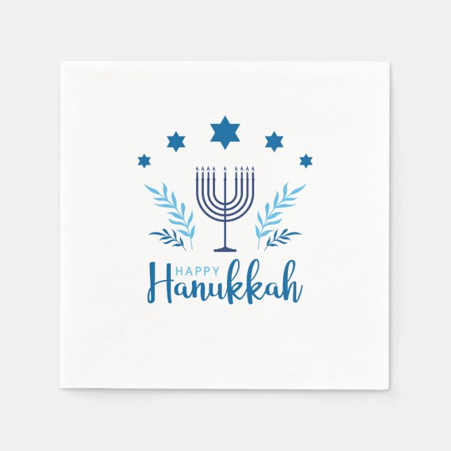 Lycklig Hanukkah Menorah Stars Pappersservett (Framsidan)