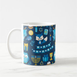 Lycklig Hanukkah Menorah Sufganiyot Cute Uggla Gif Kaffemugg