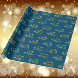 Lycklig Hanukkah Menorah Wrapping Papper Presentpapper