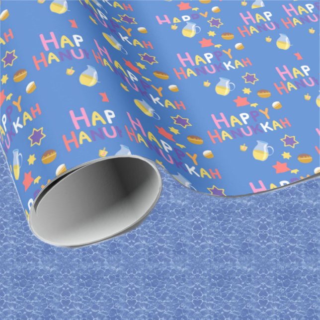 Lycklig Hanukkah Menorah Wrapping Papper Presentpapper (Skapare uppladdad)
