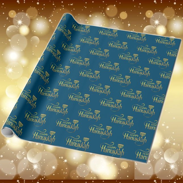 Lycklig Hanukkah Menorah Wrapping Papper Presentpapper (Skapare uppladdad)