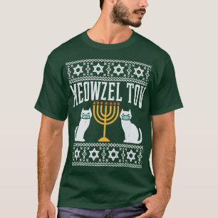 Lycklig Hanukkah Meowzel Tov Cat Maskorah Ugly Chr T Shirt