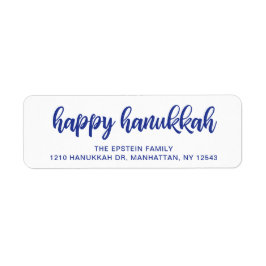 Lycklig Hanukkah Modern Blue Helgdag Returadress Etikett