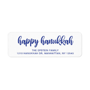 Lycklig Hanukkah Modern Blue Helgdag Returadress Etikett