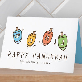 Lycklig Hanukkah Modern Dreidel Helgkort