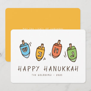 Lycklig Hanukkah Modern Dreidel Julkort