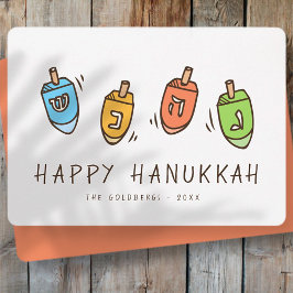 Lycklig Hanukkah Modern Dreidel Julkort